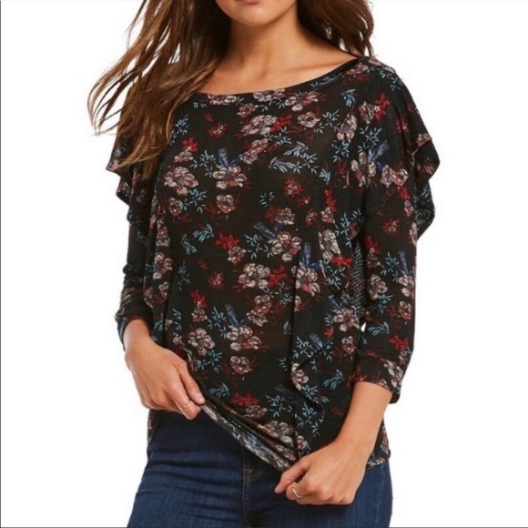 Free People Dock Street Black Floral Blouse - Picture 2 of 10